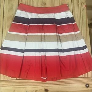 Red A-Line Mini Skirt with Pleats for Resort Wear